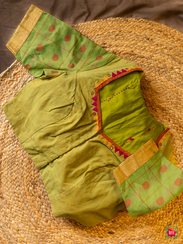 Green Mangalgiri Kutch Embroidery Blouse Bhairav