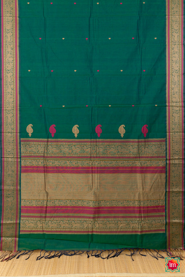 Green With Pink Kanchi Cotton Saree Pankajam