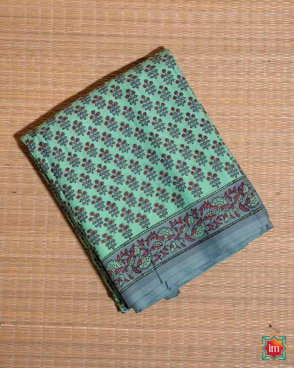 Green Handblock Printed Sanganer Mul Cotton Saree Hothon Pe Aisi Baat