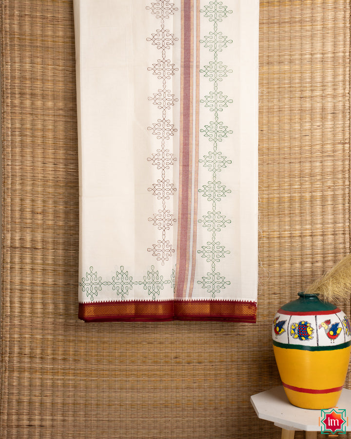 White-Cotton-Handblock-Printed-Mens-Dhoti-Vishu-2-The-Indian-Motif