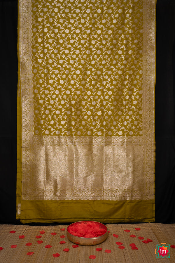 Mint Green Pure Benaras Silk Saree Heena