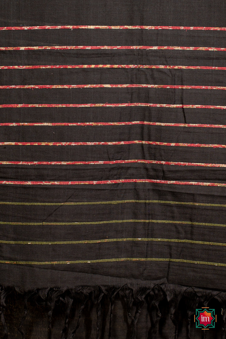 Black-Bengal-Khesh-Cotton-Saree-Dark-Night-2-The-Indian-Motif