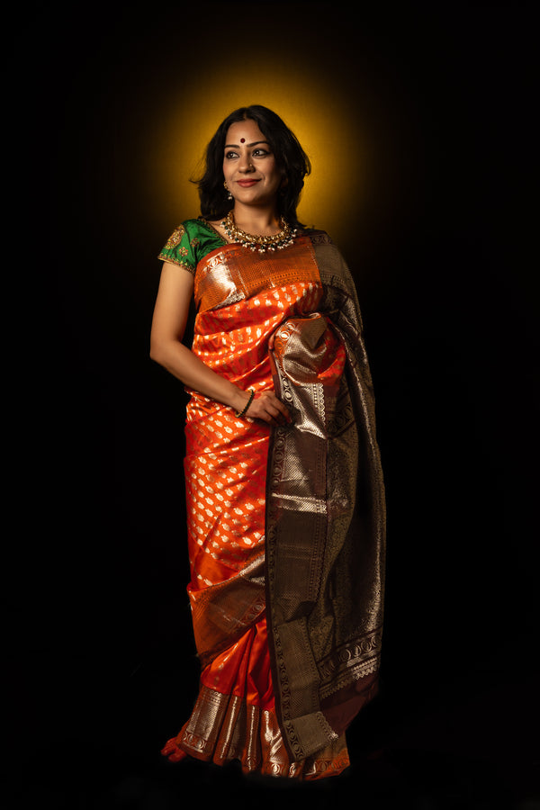 Rust Orange Venkatgiri Silk Saree Mythili