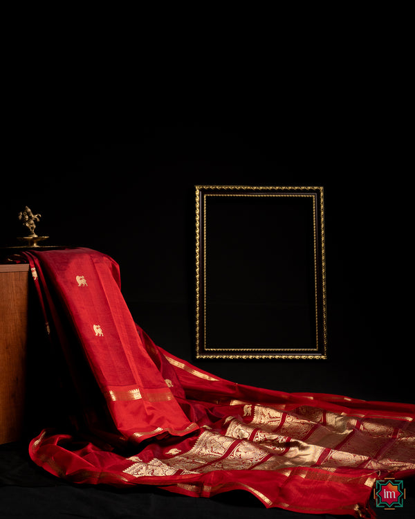 Red Kanchi Silk Cotton Saree Yaali