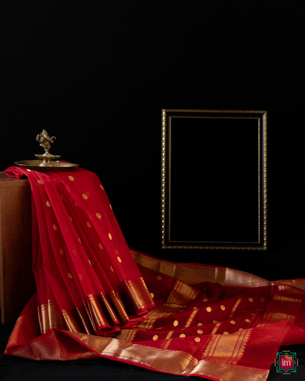Red Chanderi Silk Cotton Saree Sreedevi