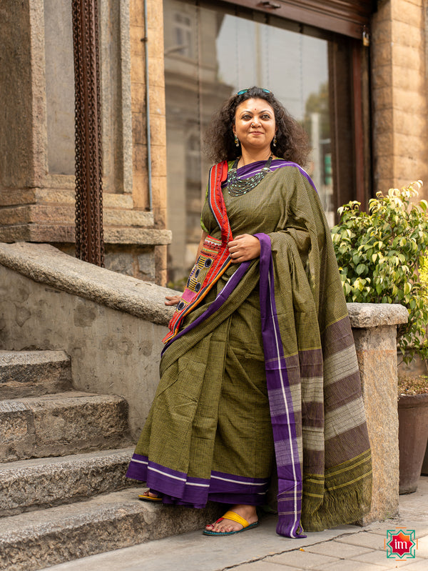 Green Patteda Anchu Ganga Jamuna Saree MetroMagic