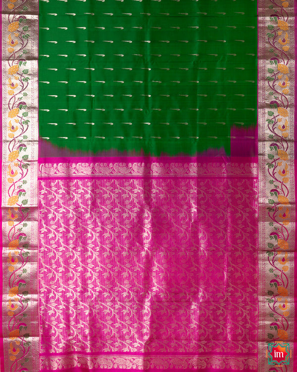 Green Paithani Border Venkatagiri Silk Saree Meenakshi