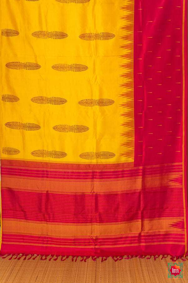 Yellow Pink Kanjivaram Silk Jugalbandhi Saree Panjavarnam