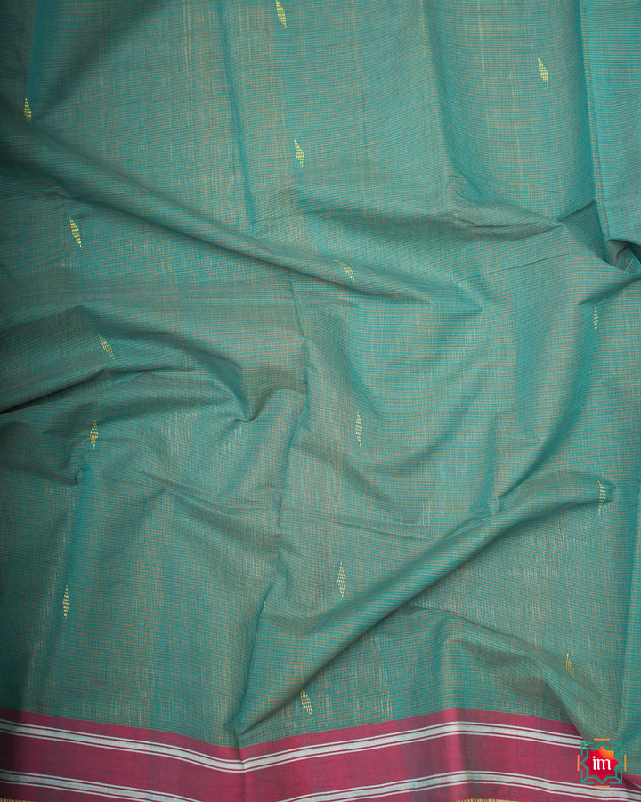 Beautiful udupi handloom cotton saree, where in the detailed saree print is displayed.