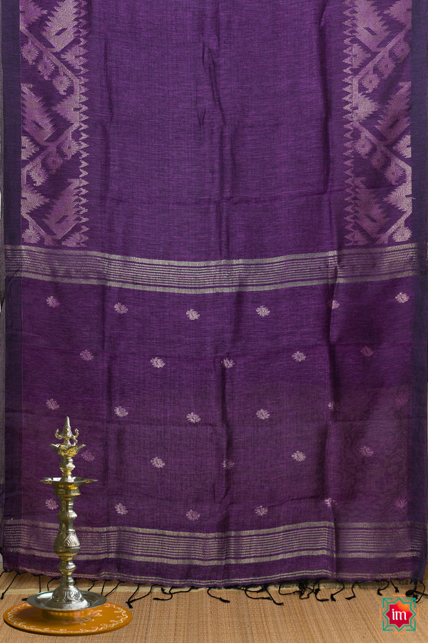 Purple Linen Jamdhani Saree Apsara