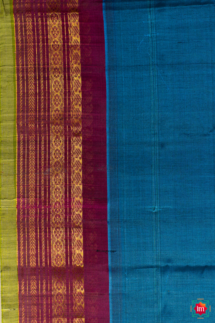 MS-Blue-Handloom-Gadwal-Silk-Cotton-Saree-Ragam-1-The-Indian-Motif