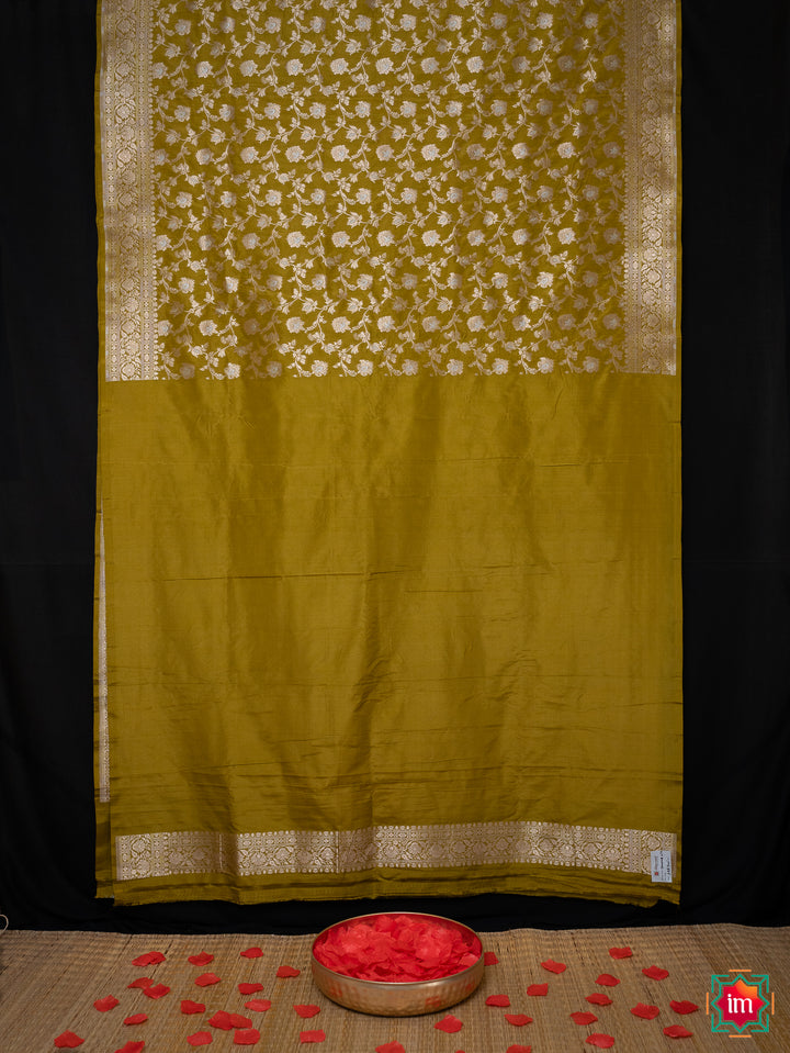 Mint Green Pure Benaras Silk Saree Heena-5-The Indian Motif