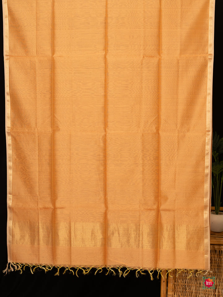 Peach-Handloom-Maheshwar-Silk-Cotton-Dupatta-The Indian Motif