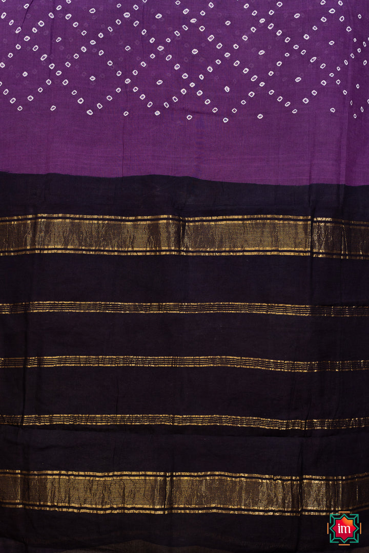Purple and Blue Handloom Handknotted Sungudi Cotton Saree Janaki-3-The Indian Motif