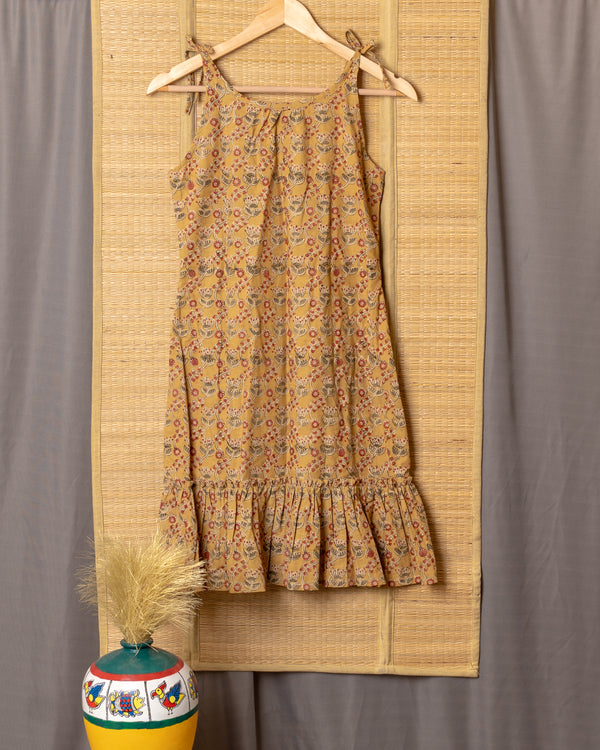 Mustard Tie Frock Girls Butterfly Trail