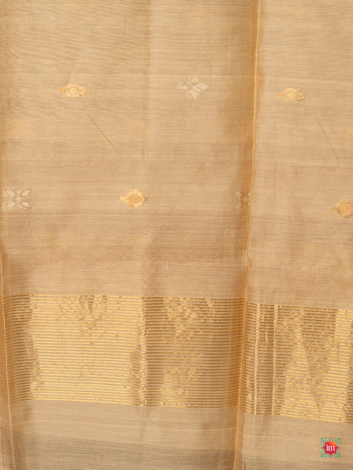 Sandal-Silver-Golden-Handloom-Chanderi-Silk-Cotton-Dupatta-1-The-Indian-Motif