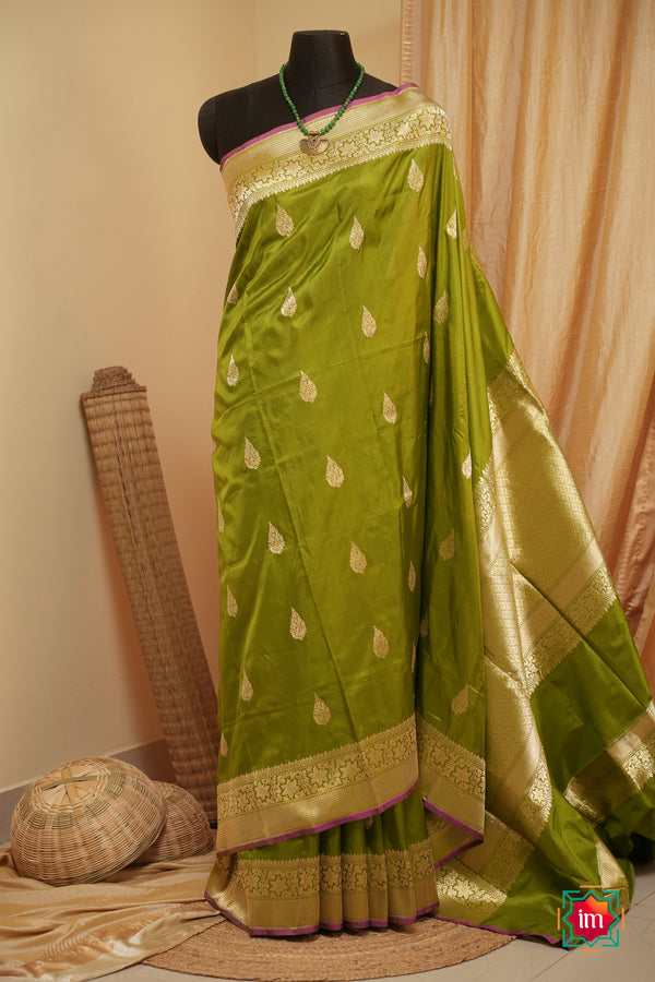 Mint Green Banaras Silk Saree Minar