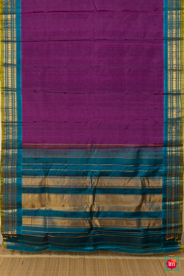 Purple Handloom Gadwal Silk Cotton Saree Mahati