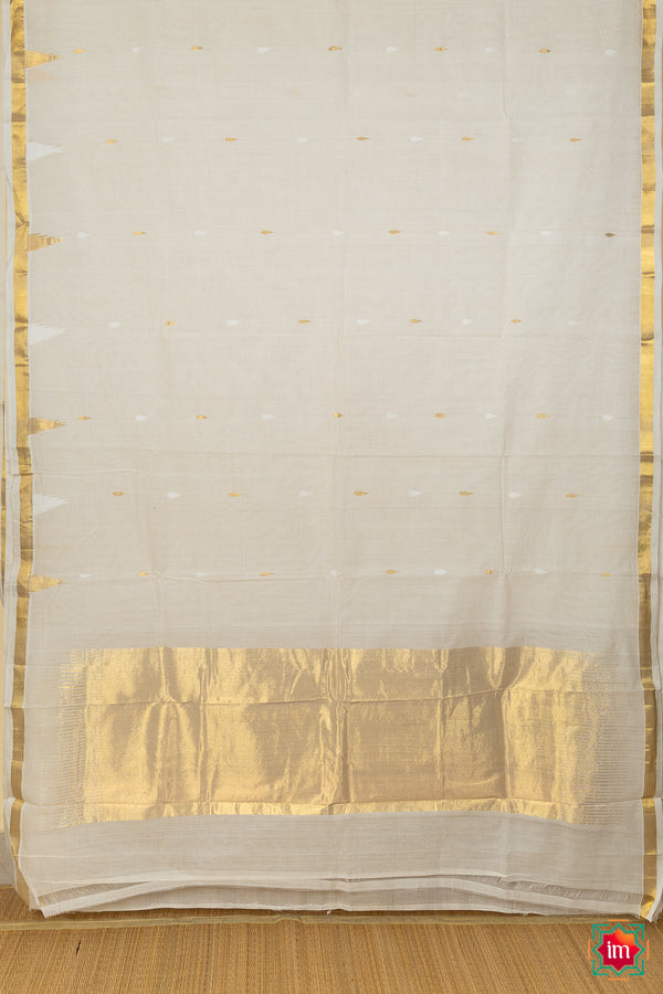 White Golden Venkatagiri Jamdhani Cotton Saree Nakshatra