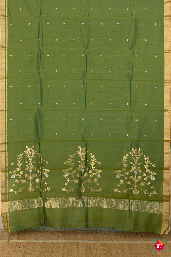 Mint Green Chanderi Silk Cotton Saree Heena