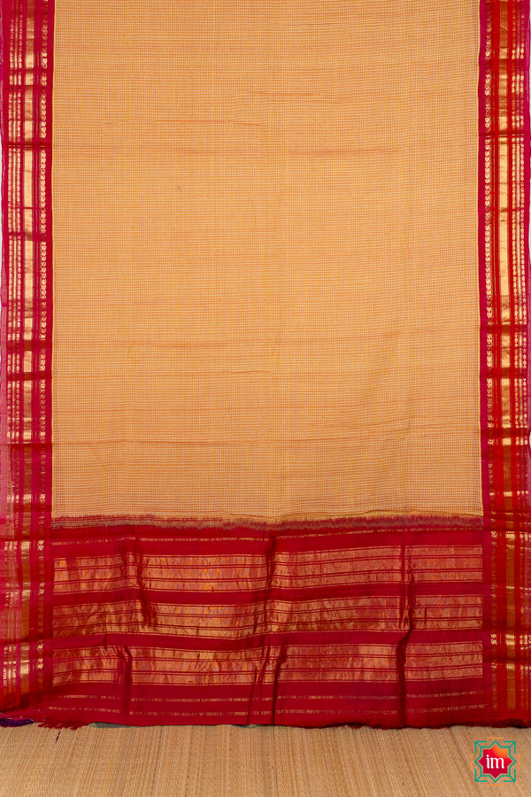 Mustard Handloom Gadwal Cotton Saree Mathangi