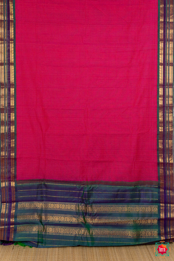 Pink Handloom Gadwal Cotton Saree Agnee