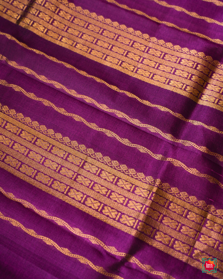 Elegant Cardamom Green Kanchi Silk Saree Bilahari, where in the detailed saree print is displayed.