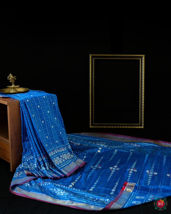 Blue Pochampally Ikkat Silk Saree Indira