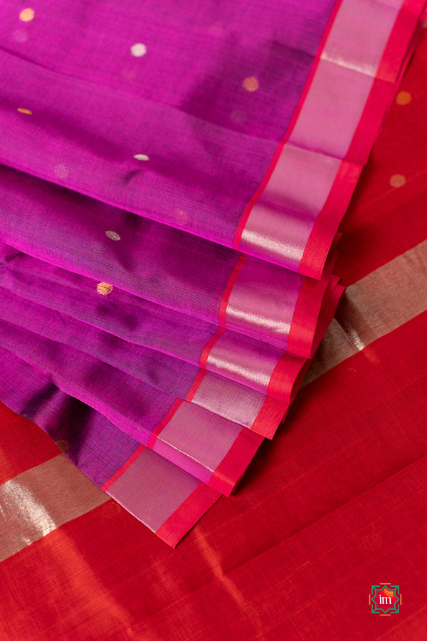 Purple With Red Venkatatgiri Silk Cotton Saree Kathiripoo