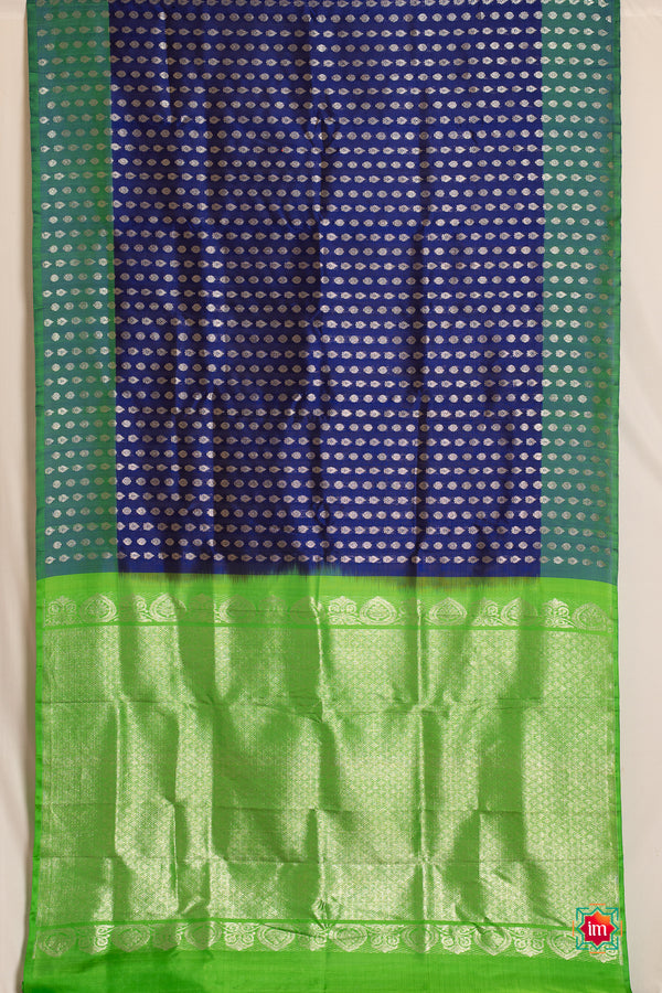 Ink Blue With Green Borderless Venkatatgiri Silk Saree Arabhi