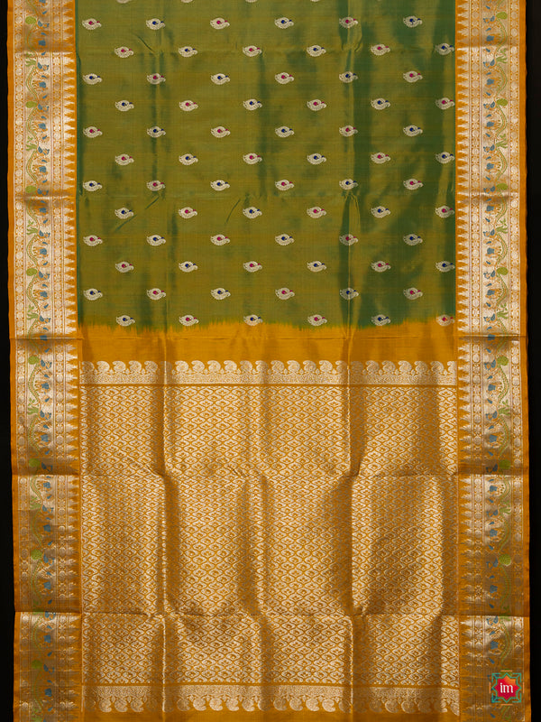 Green With Yellow Venkatagiri Silk Saree Kanakavalli