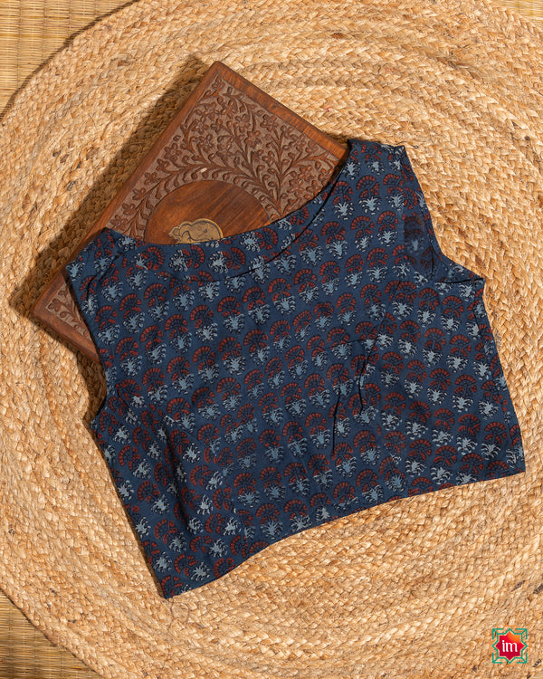 Indigo Ajrakh Mul Blouse Indigo Rain