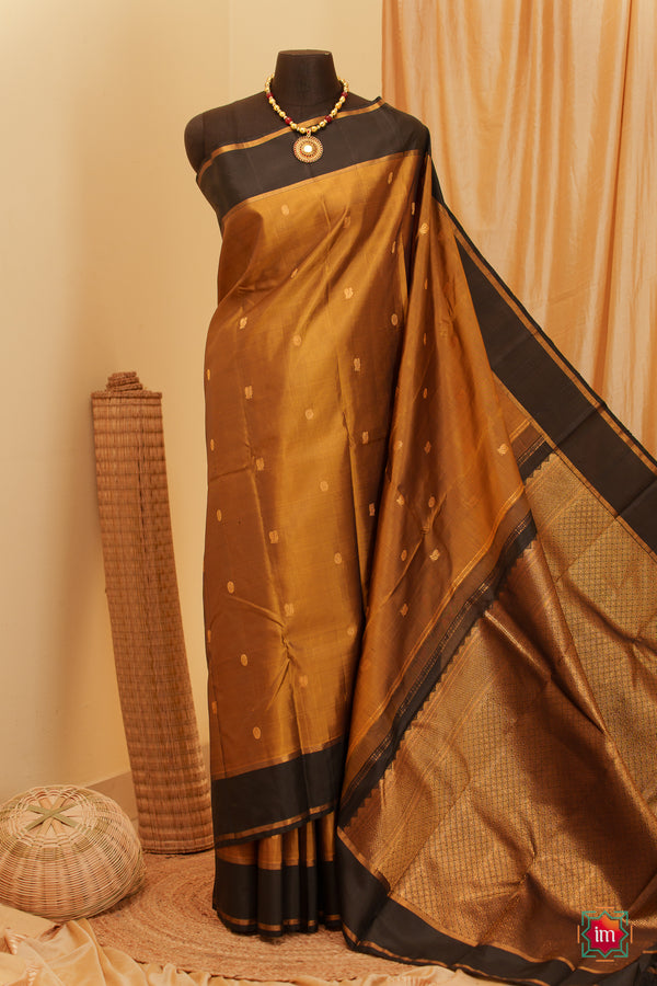 Fenugreek with Black Kanjivaram handloom saree Maanasa