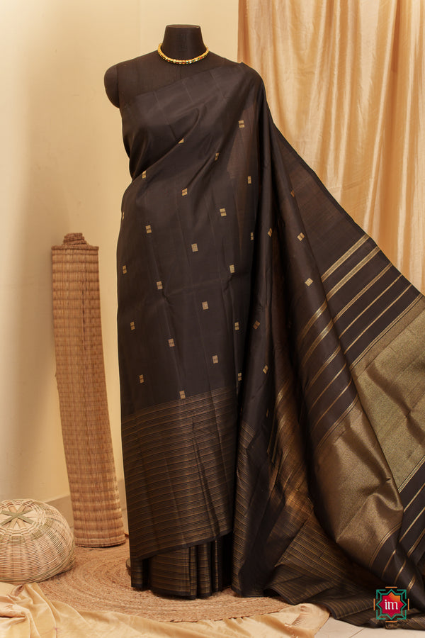 Black Vairoosi Kanjivaram Pure Zari Handloom Saree Rahasya