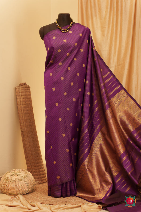 Purple Vadamalli Vairoosi Kanjivaram Pure Zari Handloom Saree Radha