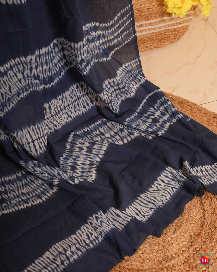 Blue handloom saree  is displayed.