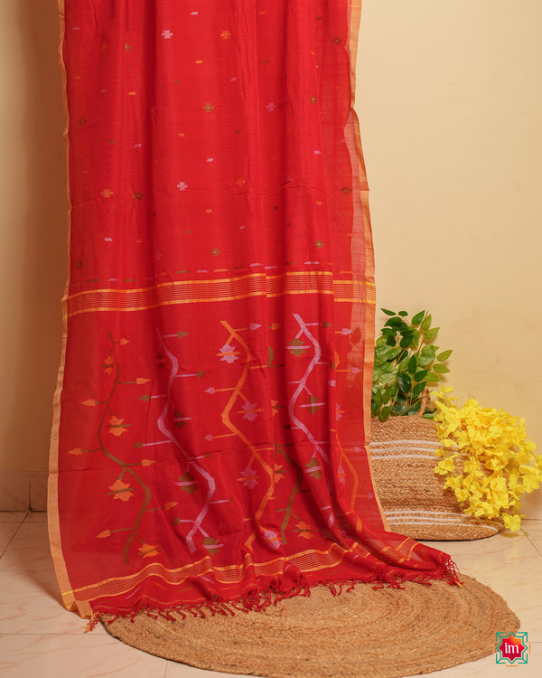 Red Mul Jamdhani Saree Mishti