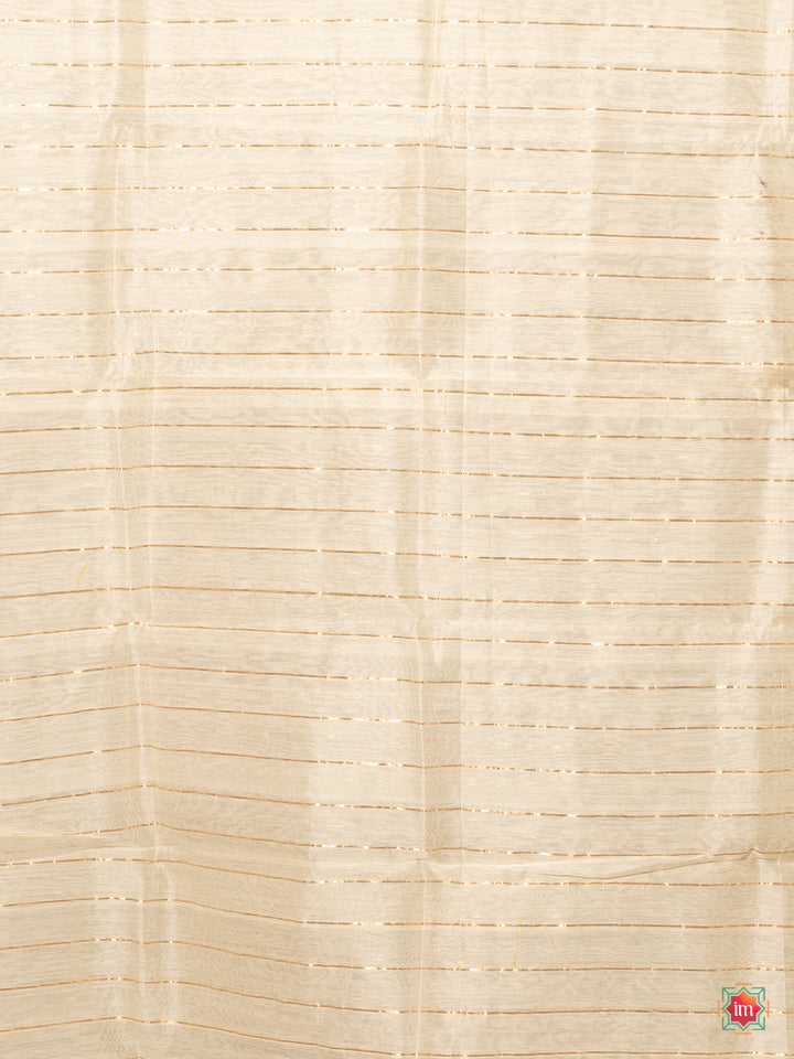White Golden Handloom Chanderi Silk Cotton Dupatta 2 The Indian Motif