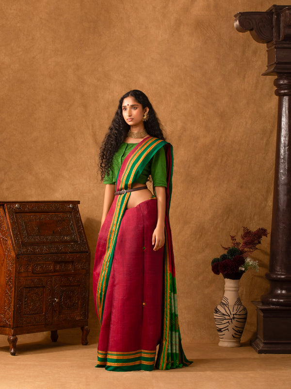 Apple-Red-lkal-Lambani-Embroidery-Jugalbandhi-Needle- Magic-The-Indian-Motif