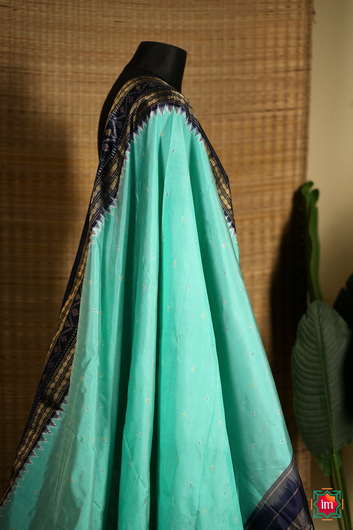 Aqua-with-Blue-Pochampally-Ikkat-Silk-Saree-Devasena-2-The-Indian-Motif