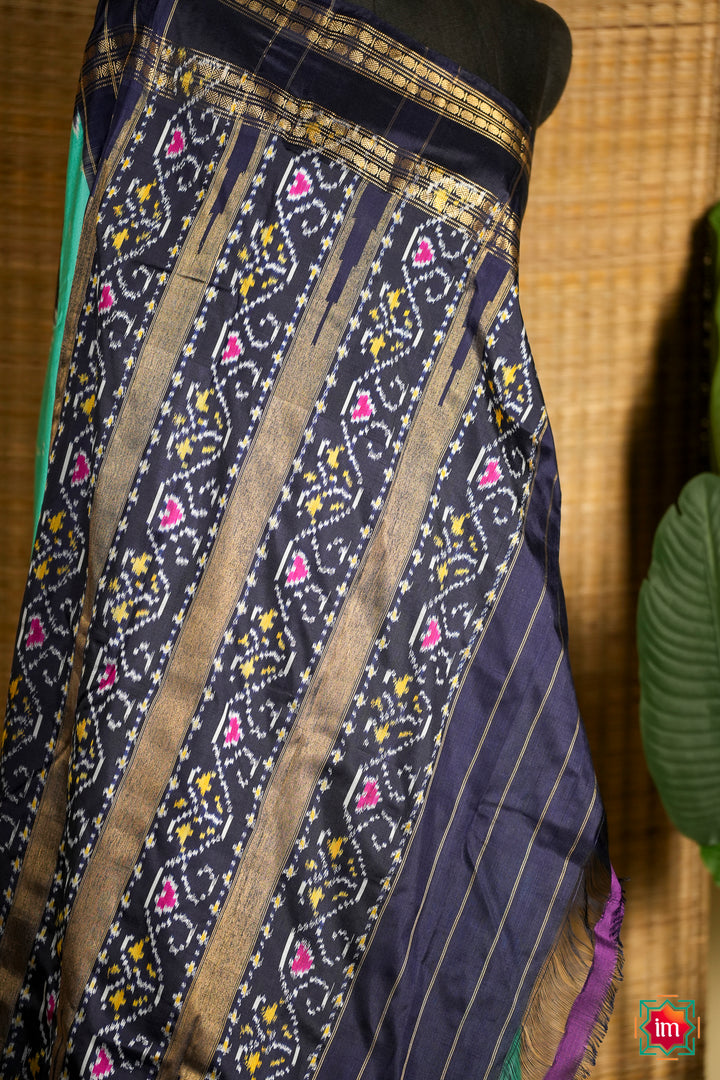 Aqua-with-Blue-Pochampally-Ikkat-Silk-Saree-Devasena-5-The-Indian-Motif