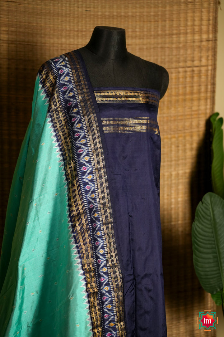 Aqua-with-Blue-Pochampally-Ikkat-Silk-Saree-Devasena-7-The-Indian-Motif
