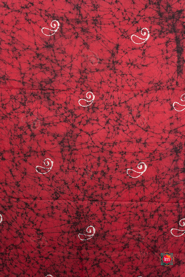 Beet Pink With Black Batik Cotton Saree Pink Passion-5-The Indian Motif