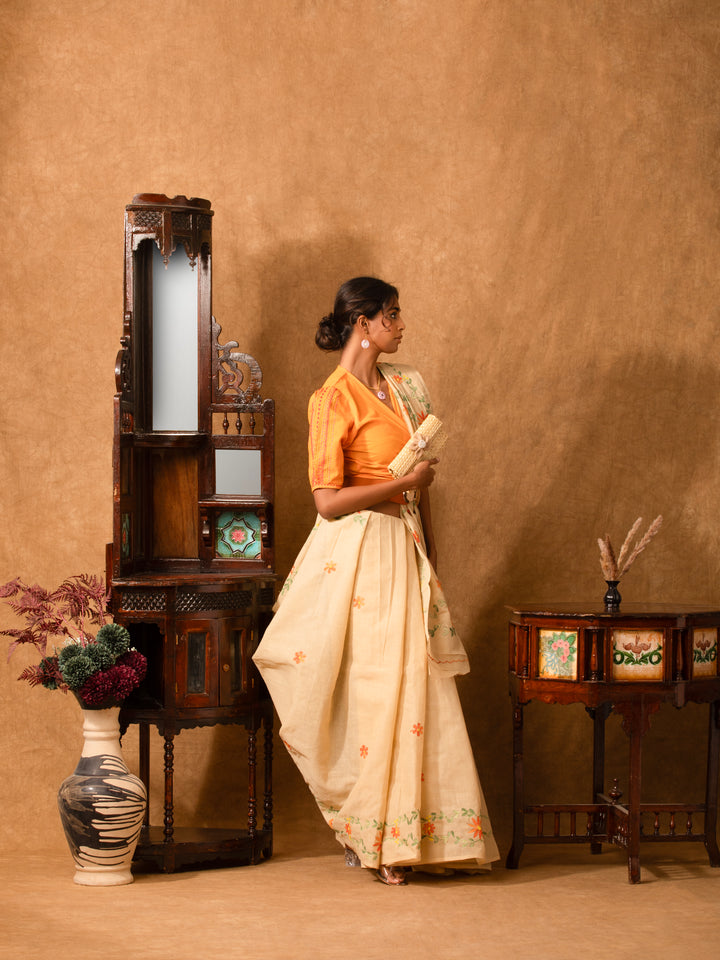 Beige-Hand-Embroidered-Jugalbandhi-Tussar-Cotton-Saree-Sand-Stone-3-The-Indian-Motif