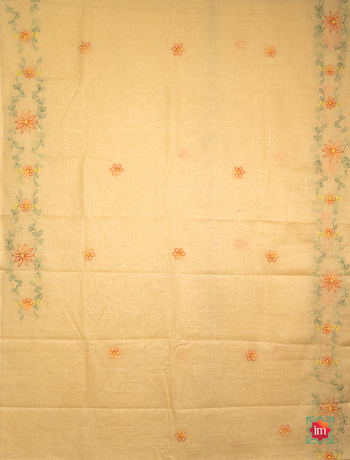 Beige-Hand-Embroidered-Jugalbandhi-Tussar-Cotton-Saree-Sand-Stone-6-The-Indian-Motif