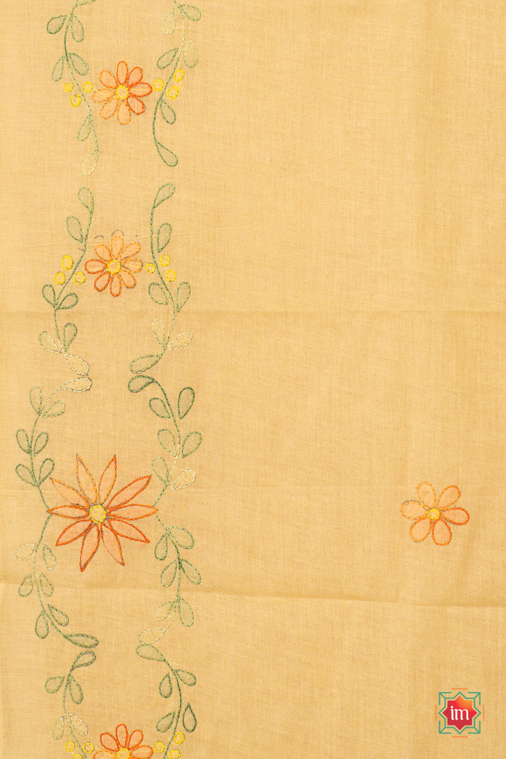 Beige-Hand-Embroidered-Jugalbandhi-Tussar-Cotton-Saree-Sand-Stone-7-The-Indian-Motif