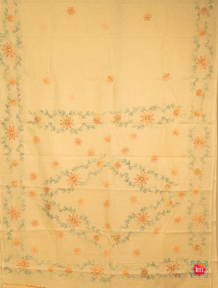 Beige-Hand-Embroidered-Jugalbandhi-Tussar-Cotton-Saree-Sand-Stone-6-The-Indian-Motif
