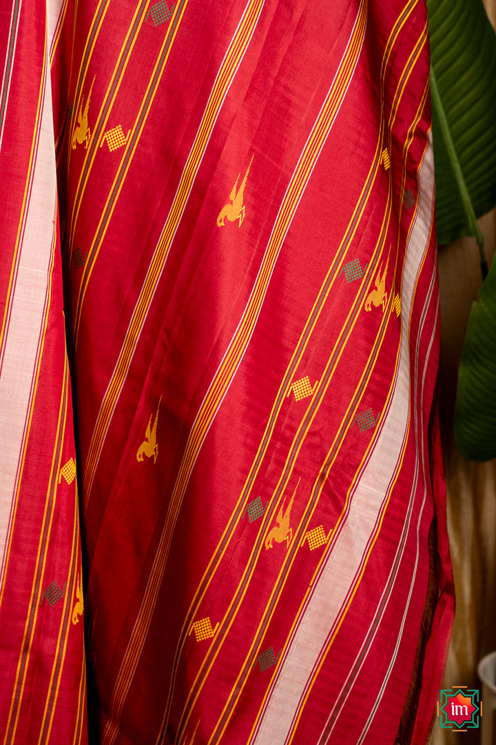 Black-and-White-Checkered-Molkalmuru-Silk-Saree-Chaturanga-4-The-Indian-Motif