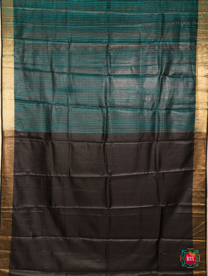 Black-Sea-green-Bhagalpur-Tusssar-Silk-Saree-Sameera-10-The-Indian-Motif