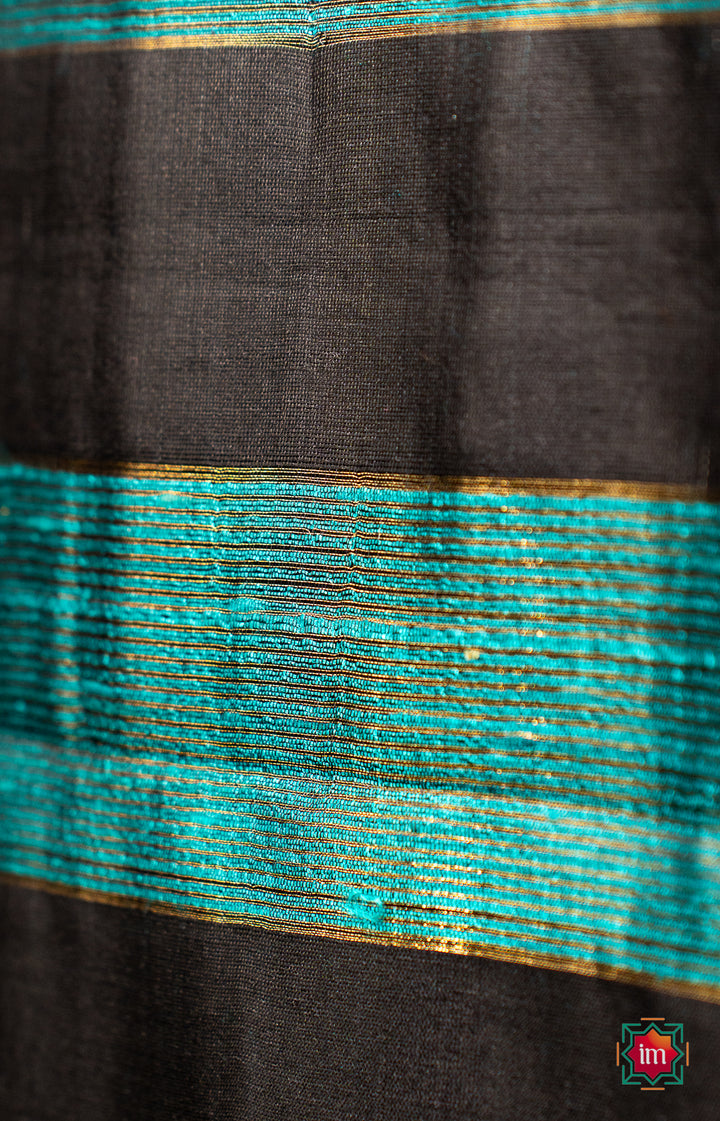 Black-Sea-green-Bhagalpur-Tusssar-Silk-Saree-Sameera-9-The-Indian-Motif